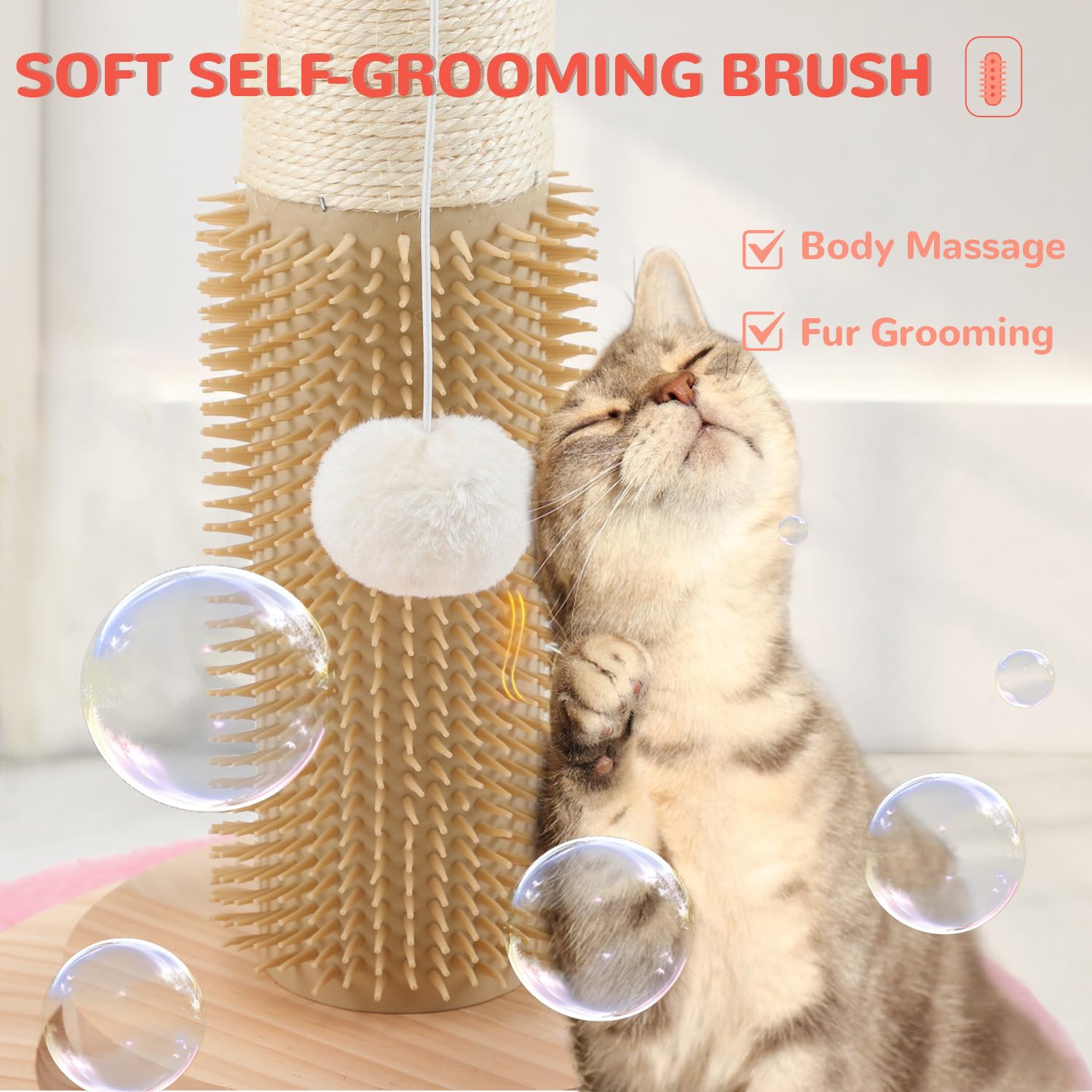 COUNER 45-inch self-groomer brush integrated into the post