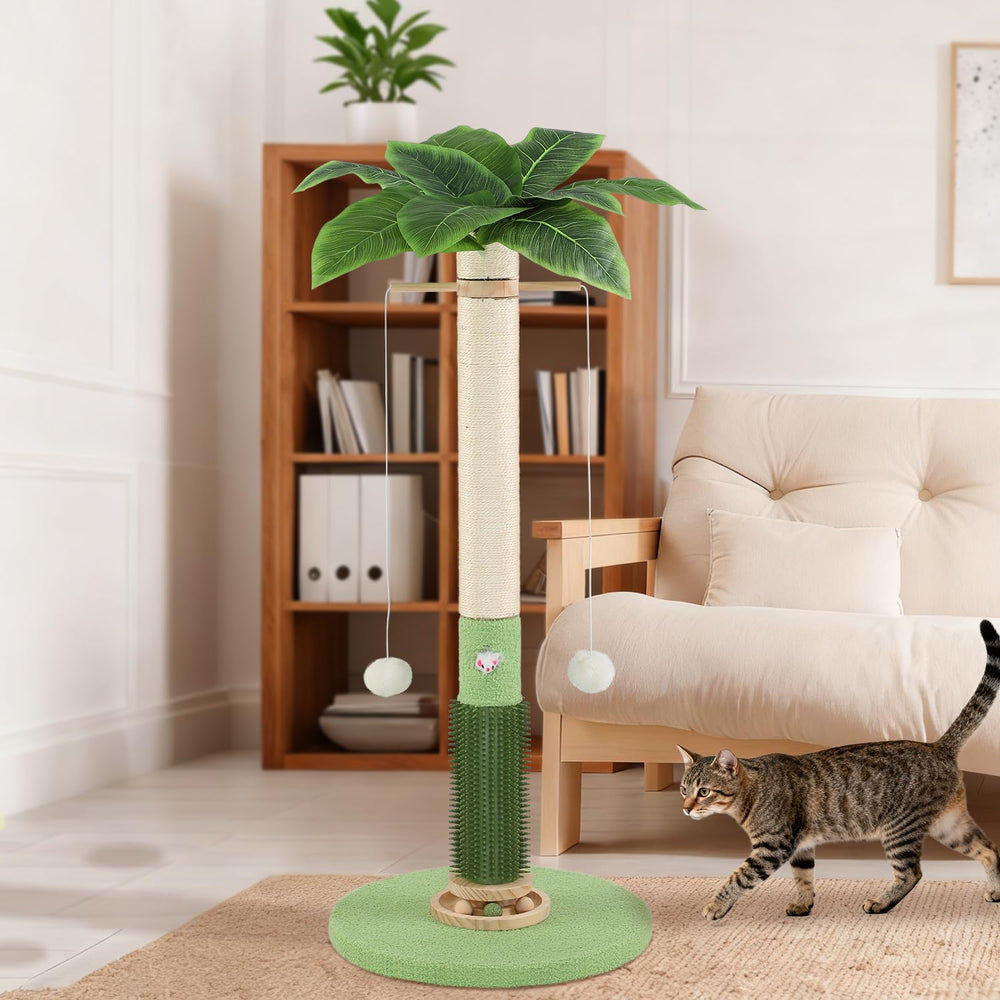 COUNER weighted carpeted base adds stability during scratching sessions.