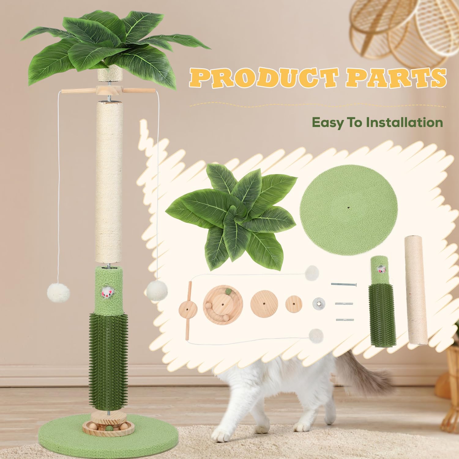 COUNER natural sisal construction promotes healthy claw maintenance.