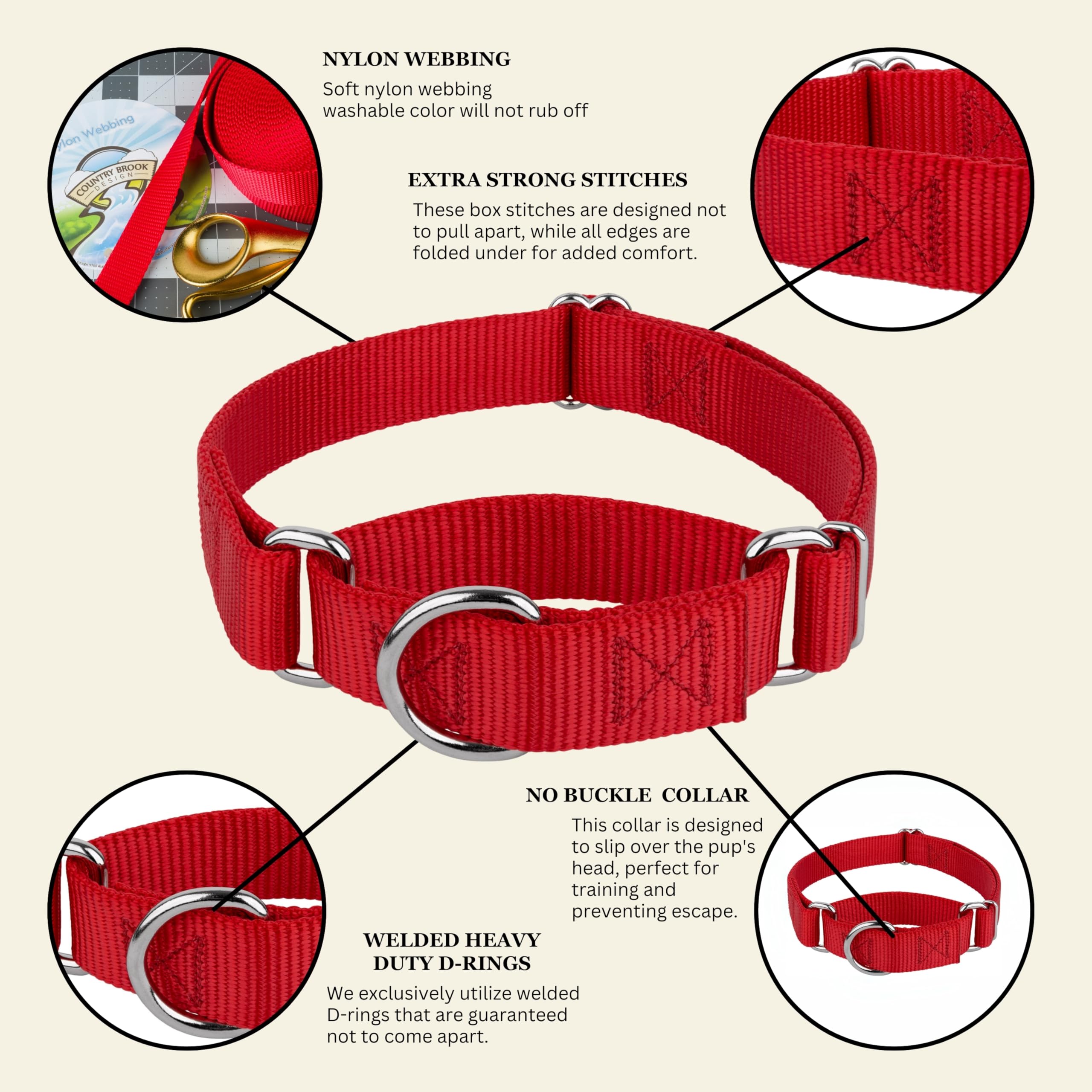 Country Brook Petz martingale collar USA made craftsmanship highlighted