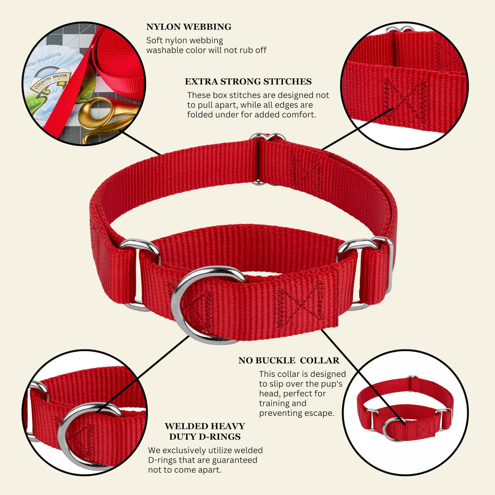 Country Brook Petz martingale collar USA made craftsmanship highlighted