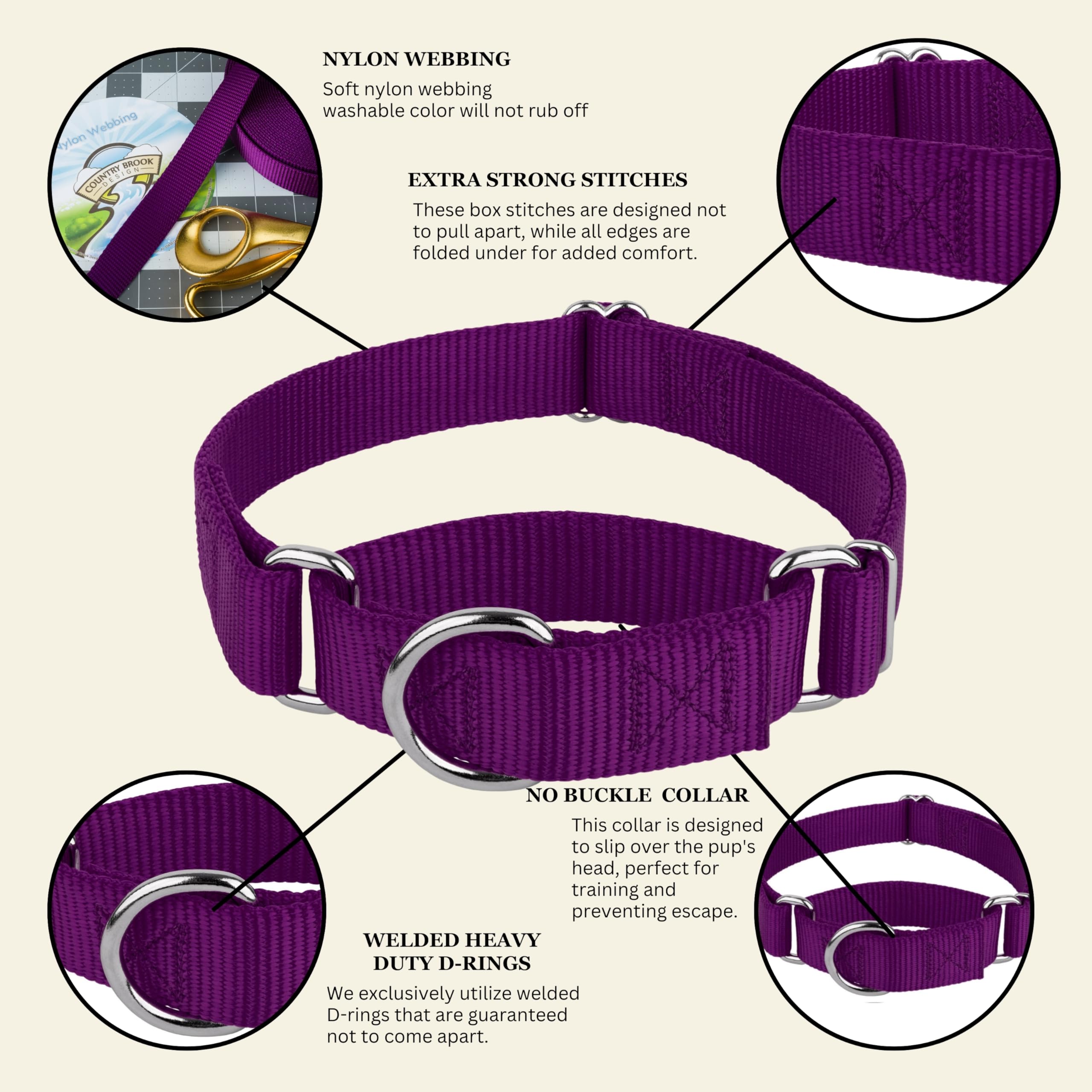 Country Brook Petz M-size collar provides snug medium fit.