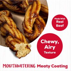 Country Kitchen rawhide-free beef twists on counter highlighting chewy texture