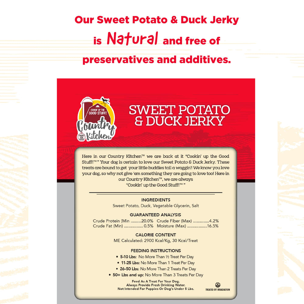 Country Kitchen feeding tips graphic; easy-to-serve jerky chunks.