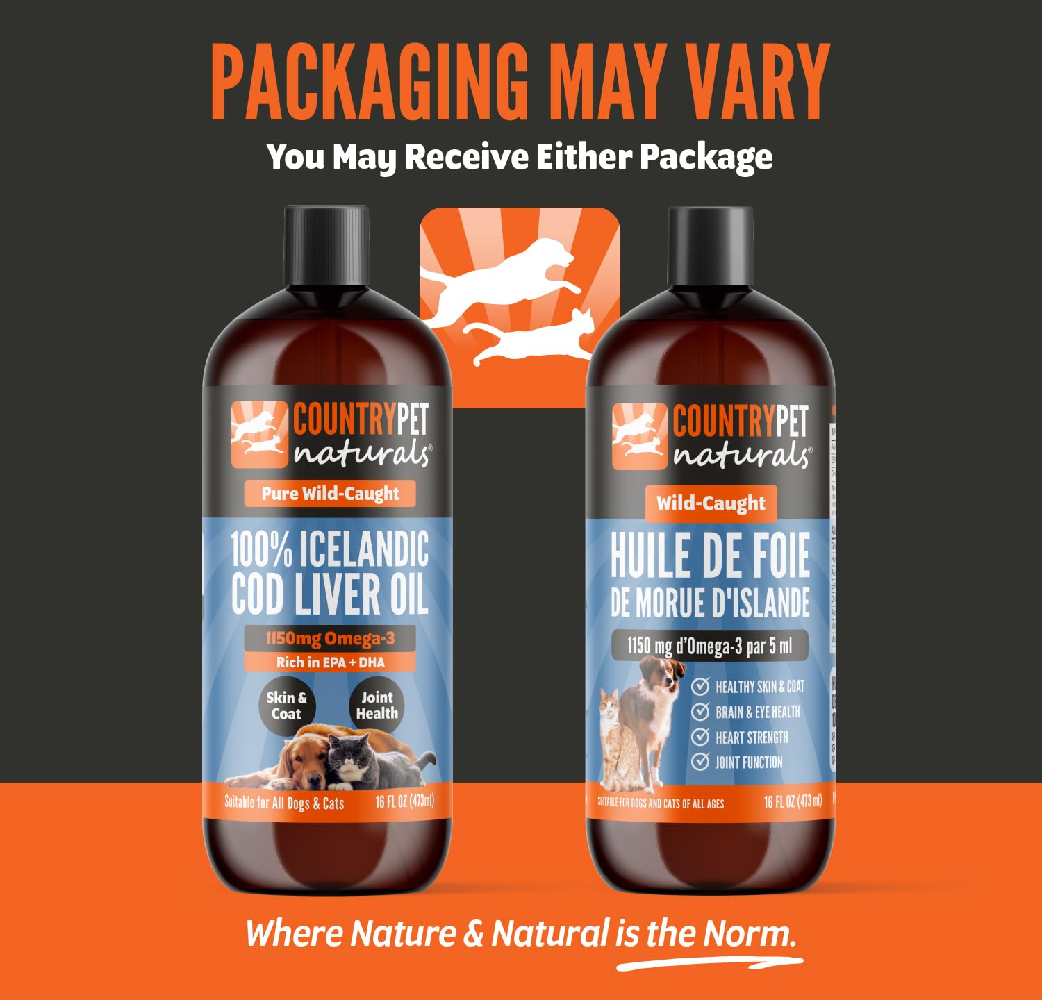 CountryPet Naturals packaging shows pharmaceutical-grade purity and easy storage