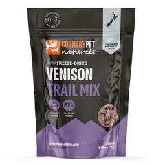 CountryPet Naturals venison treat pack front, high-protein grain-free snack option