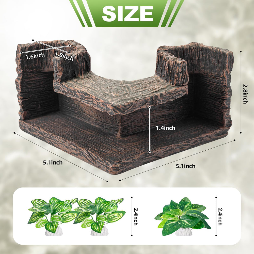 CousDUoBe Silk plants with driftwood-look decor enhancing tank greenery