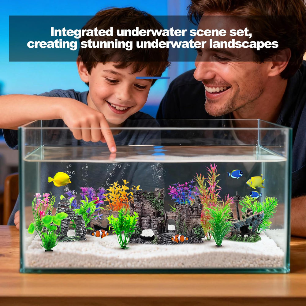 CousDUoBe decorative set enhances tank habitat with immersive scenery.