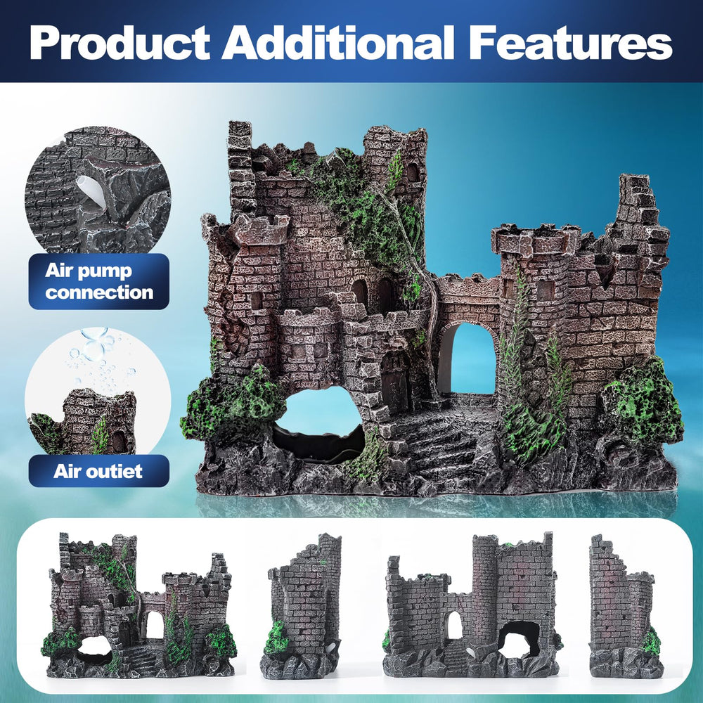CousDUoBe resin cave decor provides shelter and exploration nooks for aquatic pets.