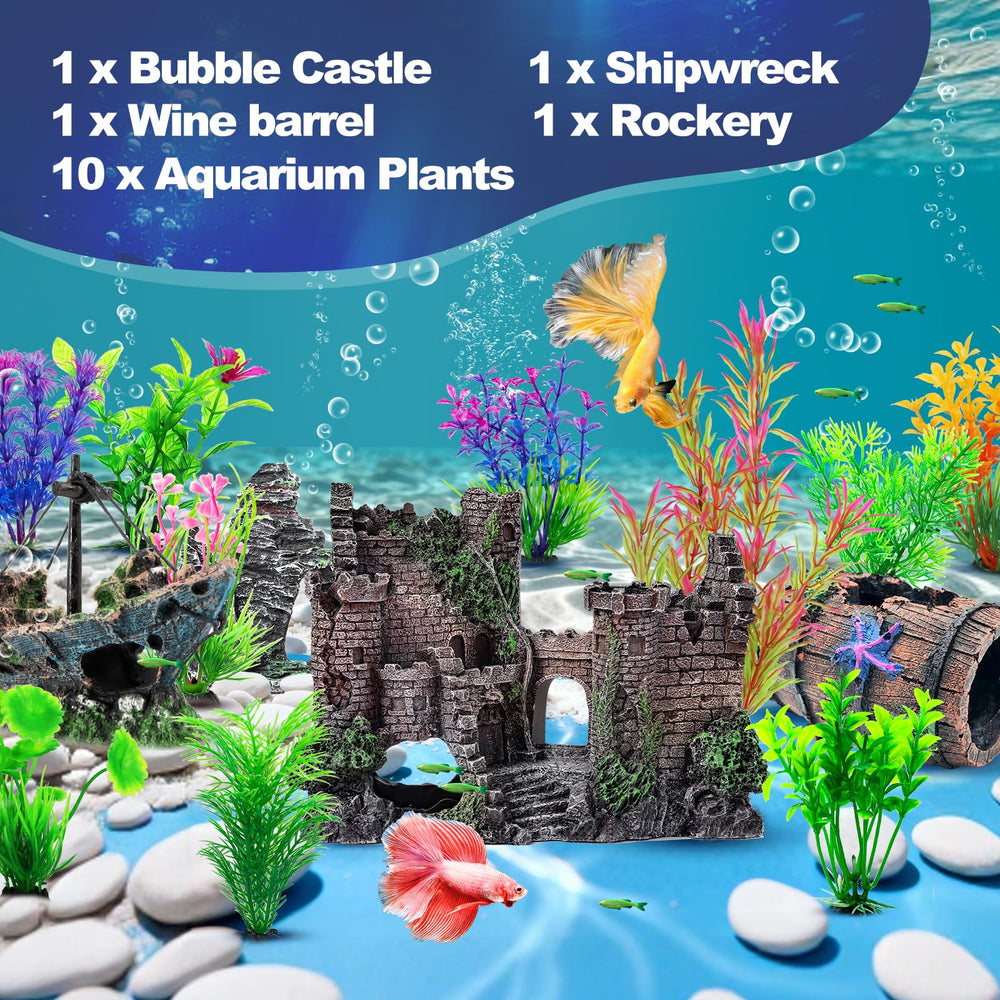 CousDUoBe resin rockery offers natural hiding spaces for fish.