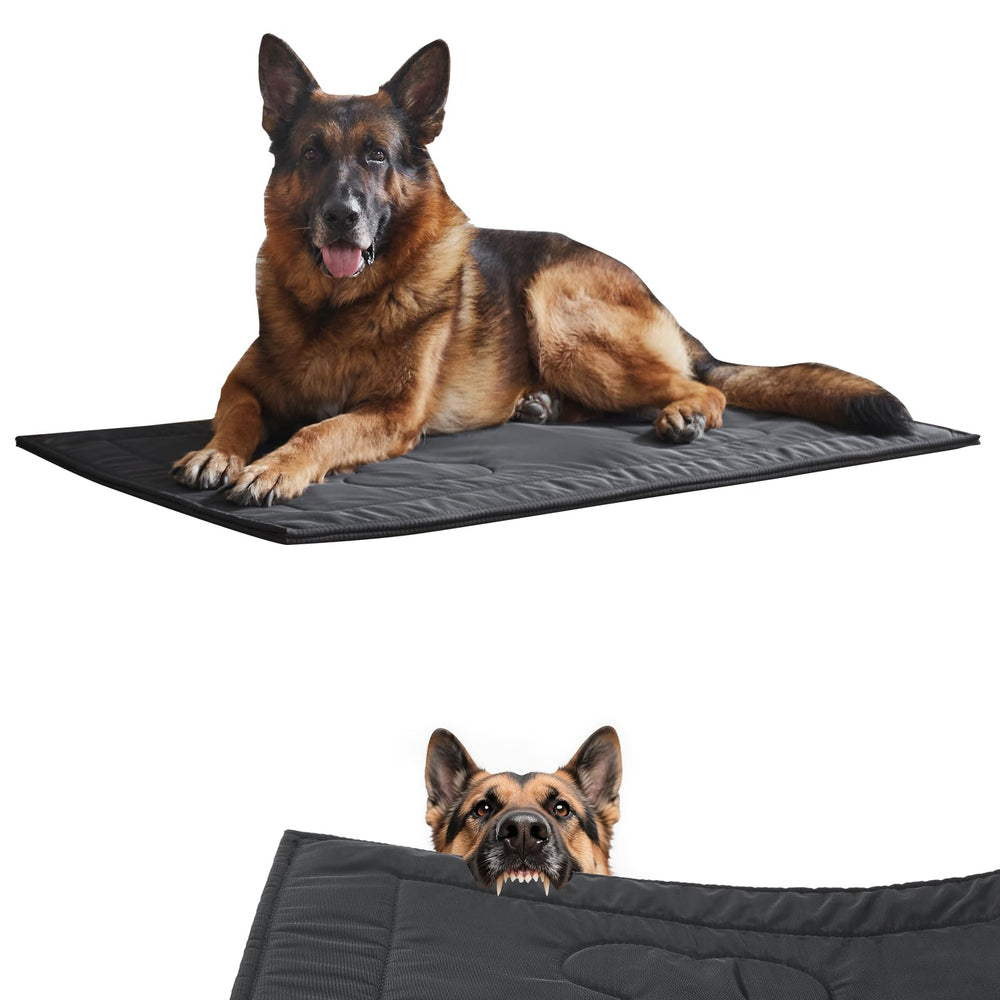Couzssyhi chew-proof crate pad top view highlights durable, chew-resistant fabric.