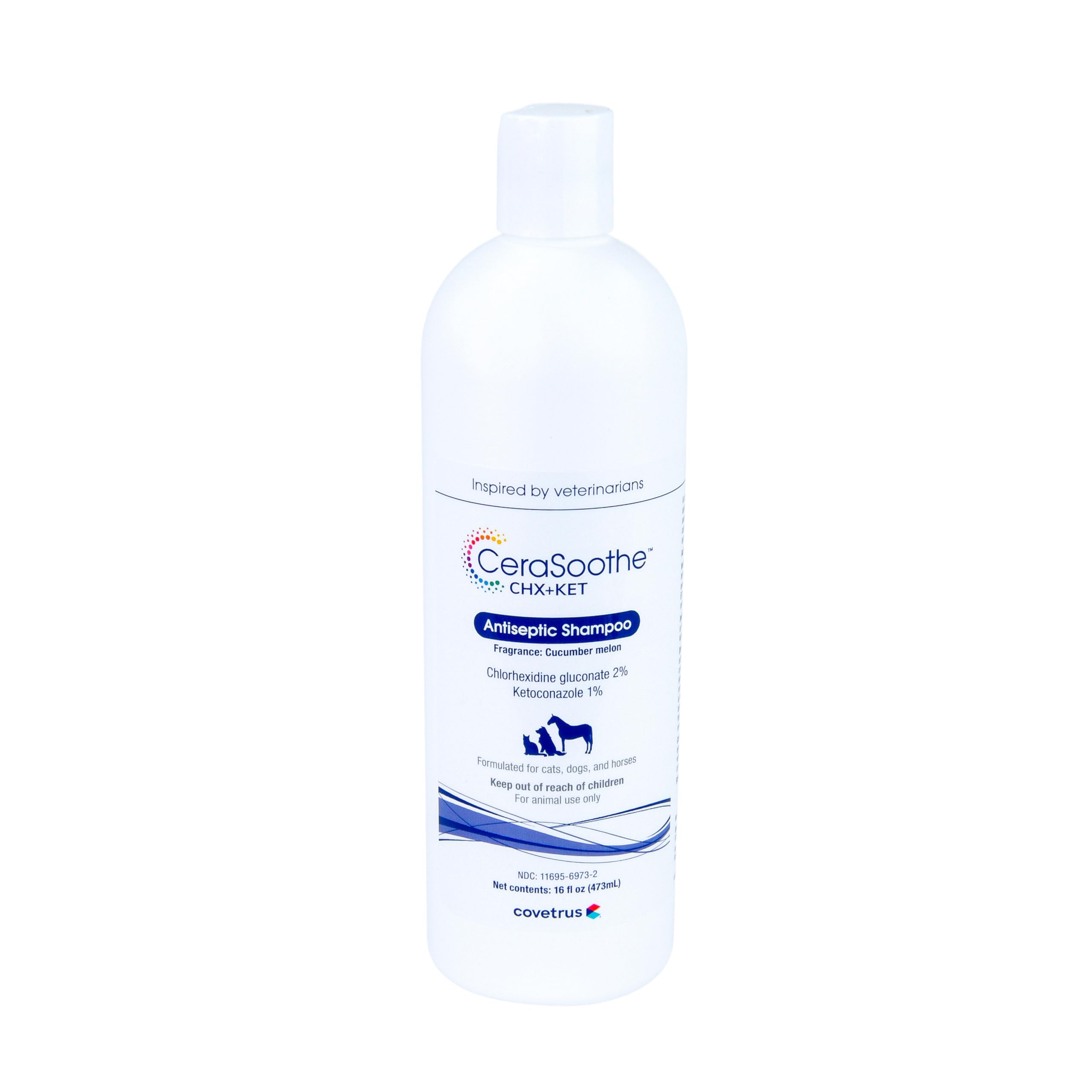 Covetrus CeraSoothe bottle front highlighting CHX+KET medicated formula for skin balance