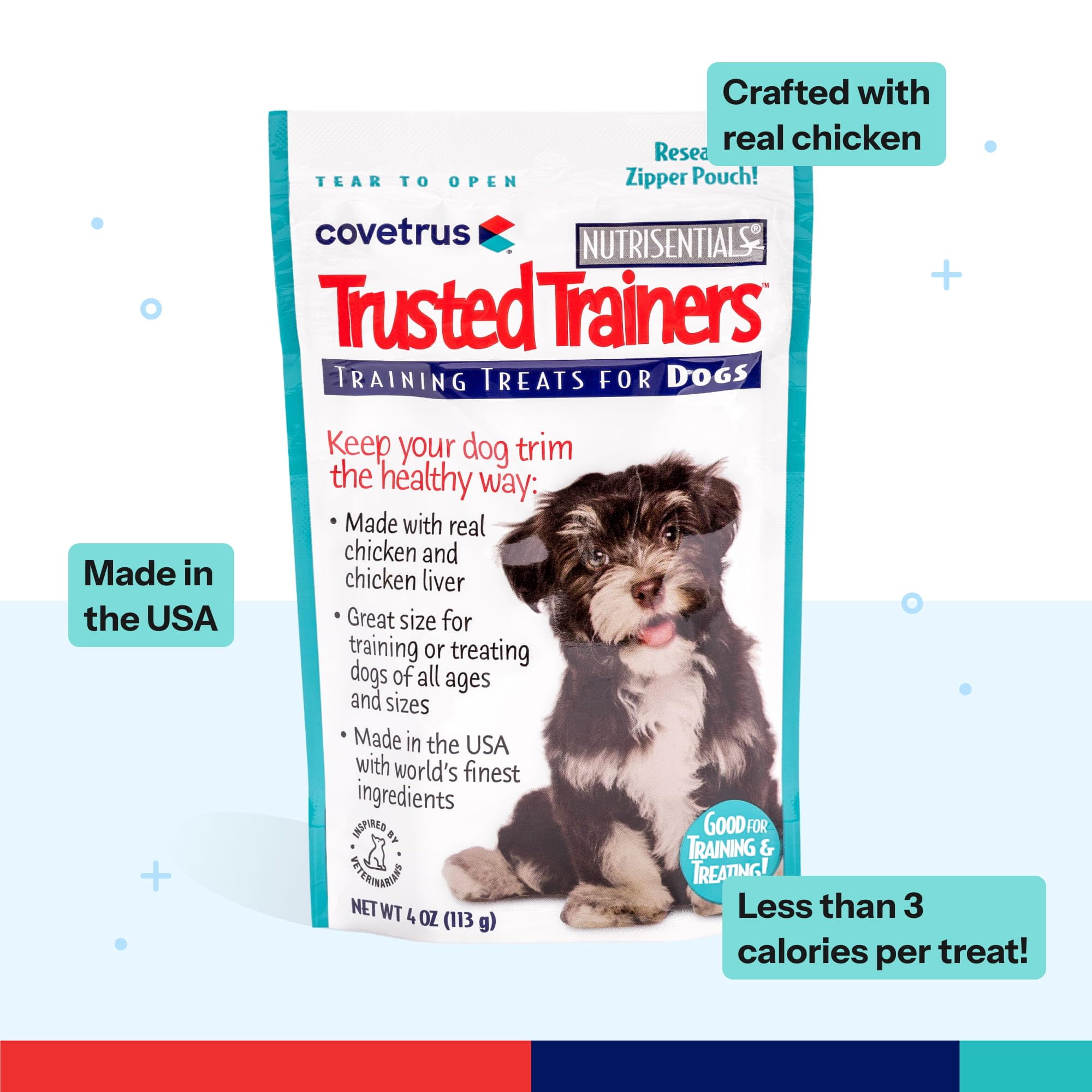 Covetrus NutriSentials Made in USA label signals quality ingredients.