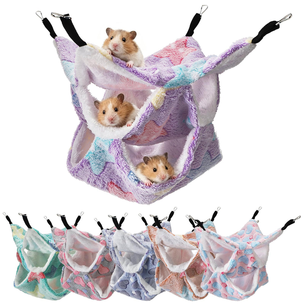 Covzoe 6 piece rat hammocks pack shown in a cage for cozy resting.