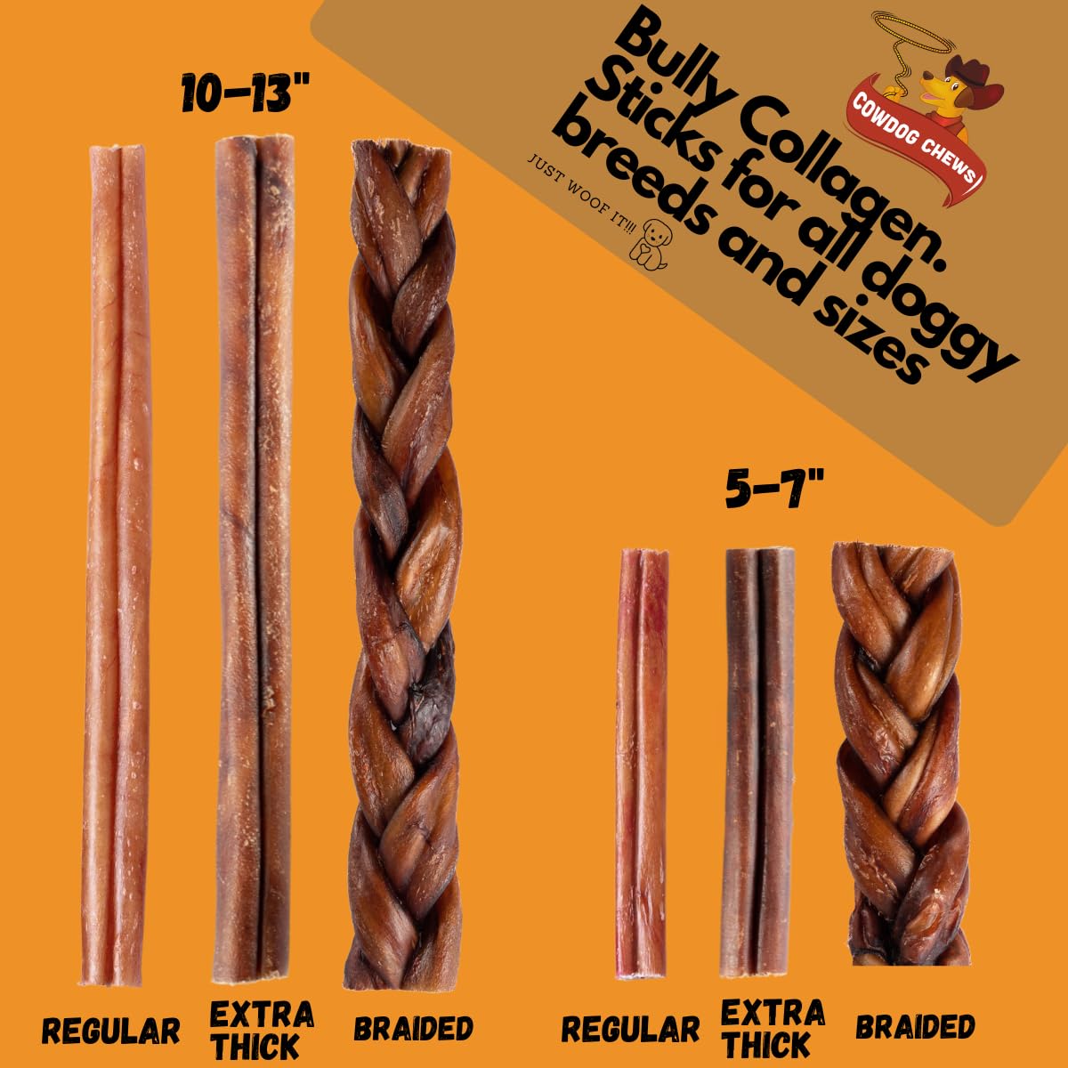 Cowdog Chews Beef Bully Stick grain-free single-ingredient chew for dogs