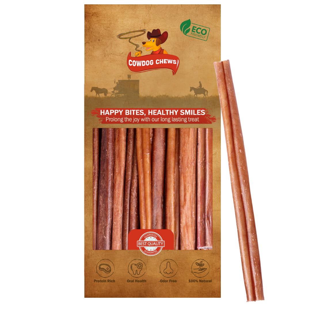 Cowdog Chews Beef Bully Stick odor-free chew, minimal aroma for calmer indoor play.