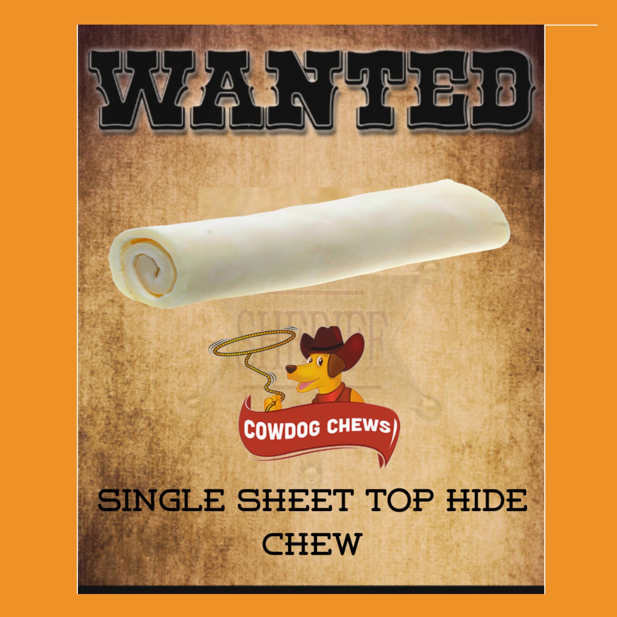 Cowdog Chews Beefhide Roll on shelf highlights premium chew option.