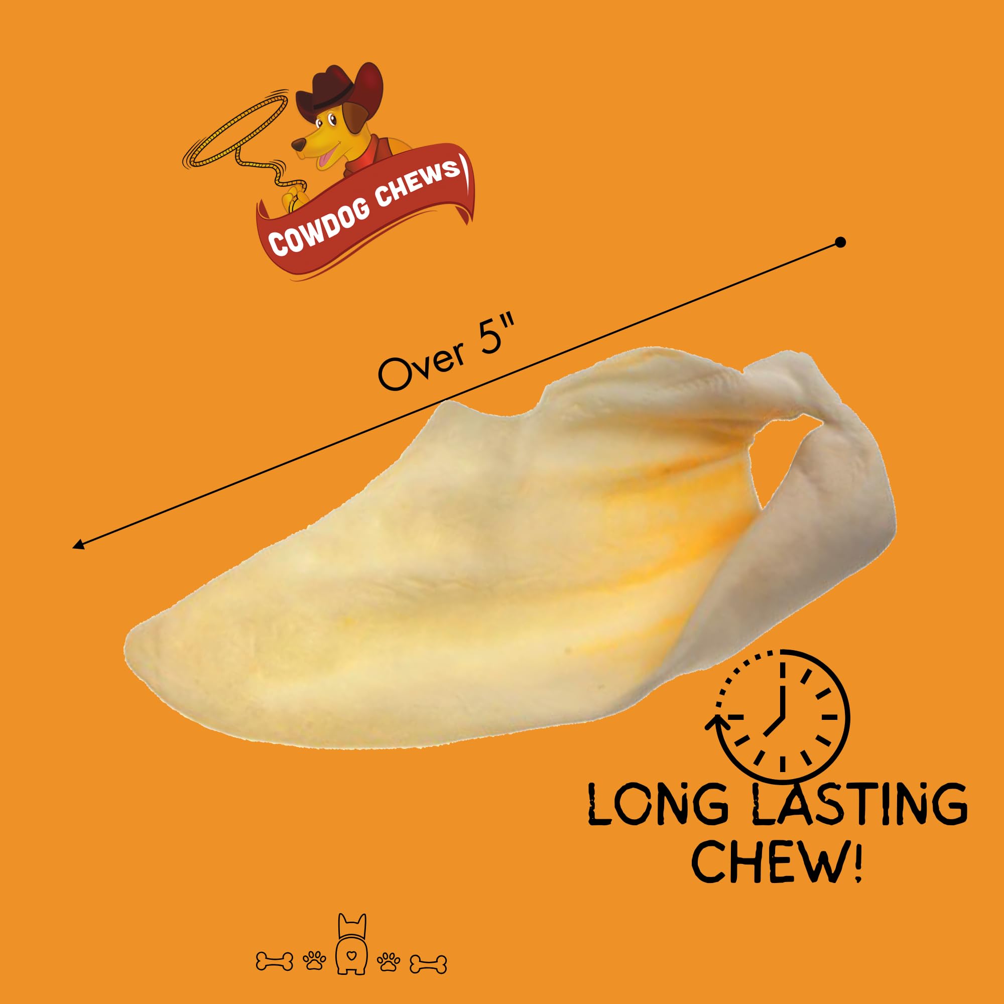 Close-up of Cowdog Chews cow ear texture for a natural chewing experience.
