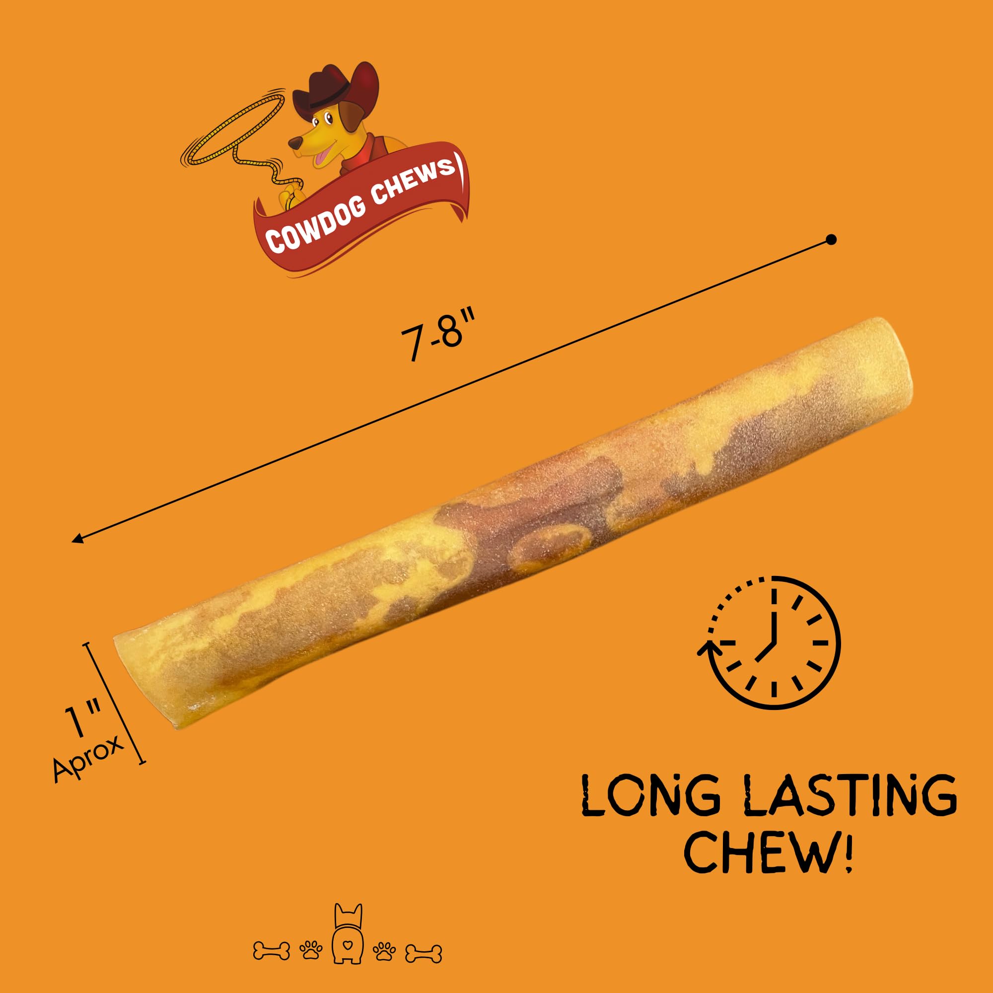 Cowdog Chews rawhide-meaty roll in action, showcasing durability for aggressive chewers