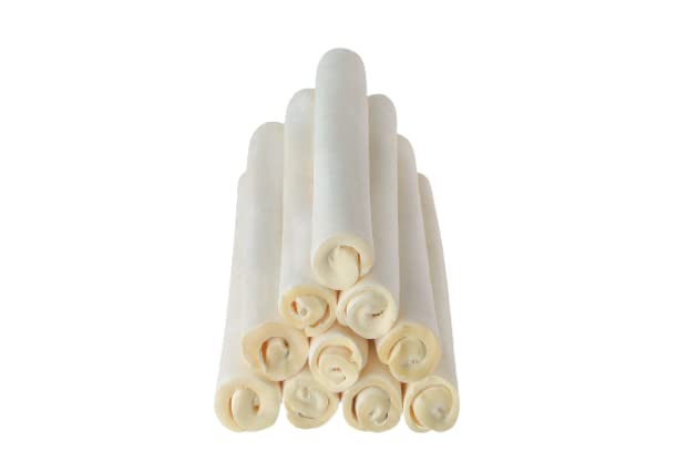 Cowdog Chews rawhide dog treat showing natural color variations and texture.