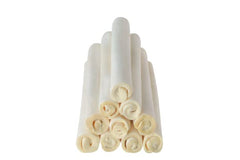 Cowdog Chews rawhide dog treat showing natural color variations and texture.
