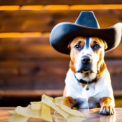 Cowdog Chews South American cattle origin label emphasizing natural sourcing.