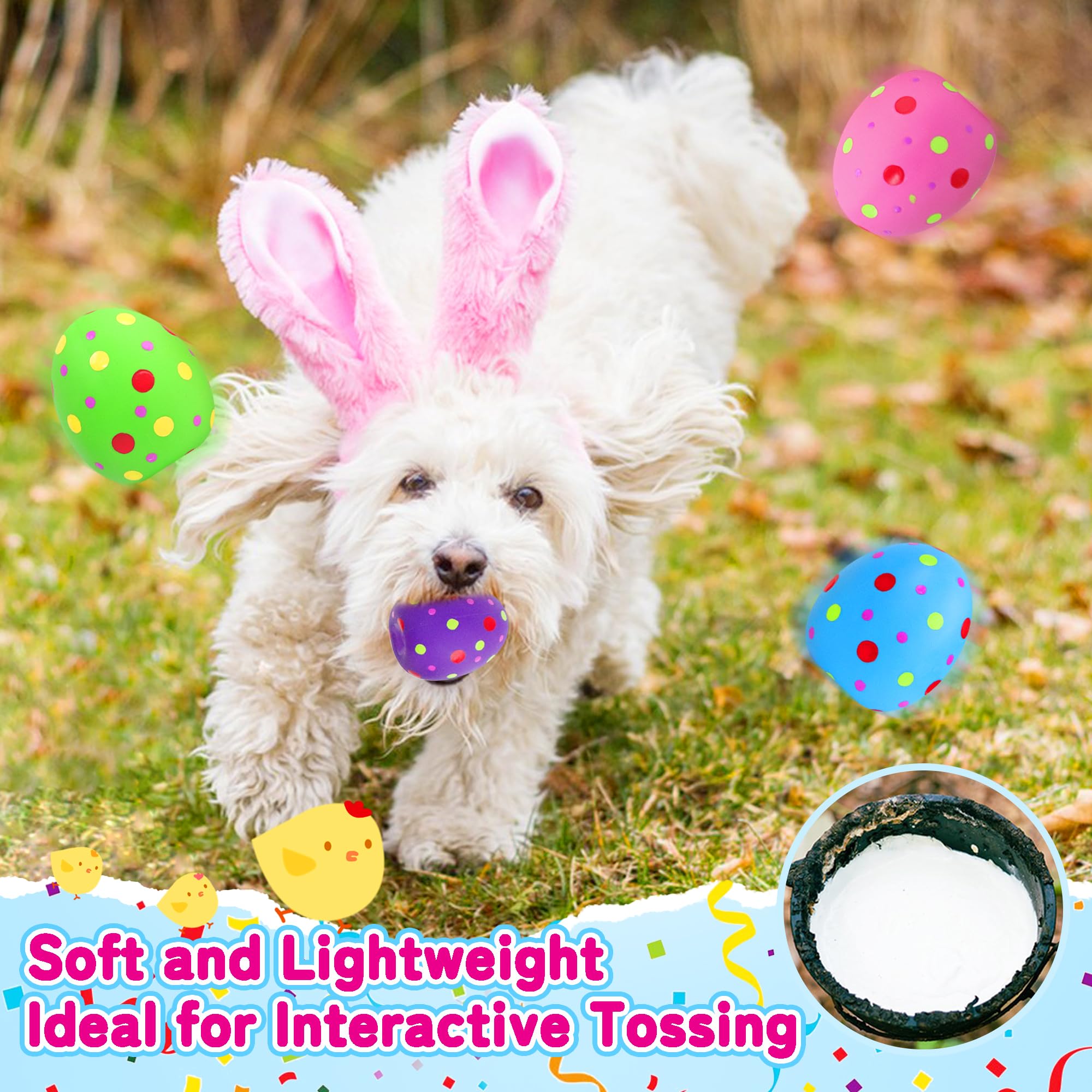 Coyava eggs feature a squeaker for engaging play and repeat squeaks