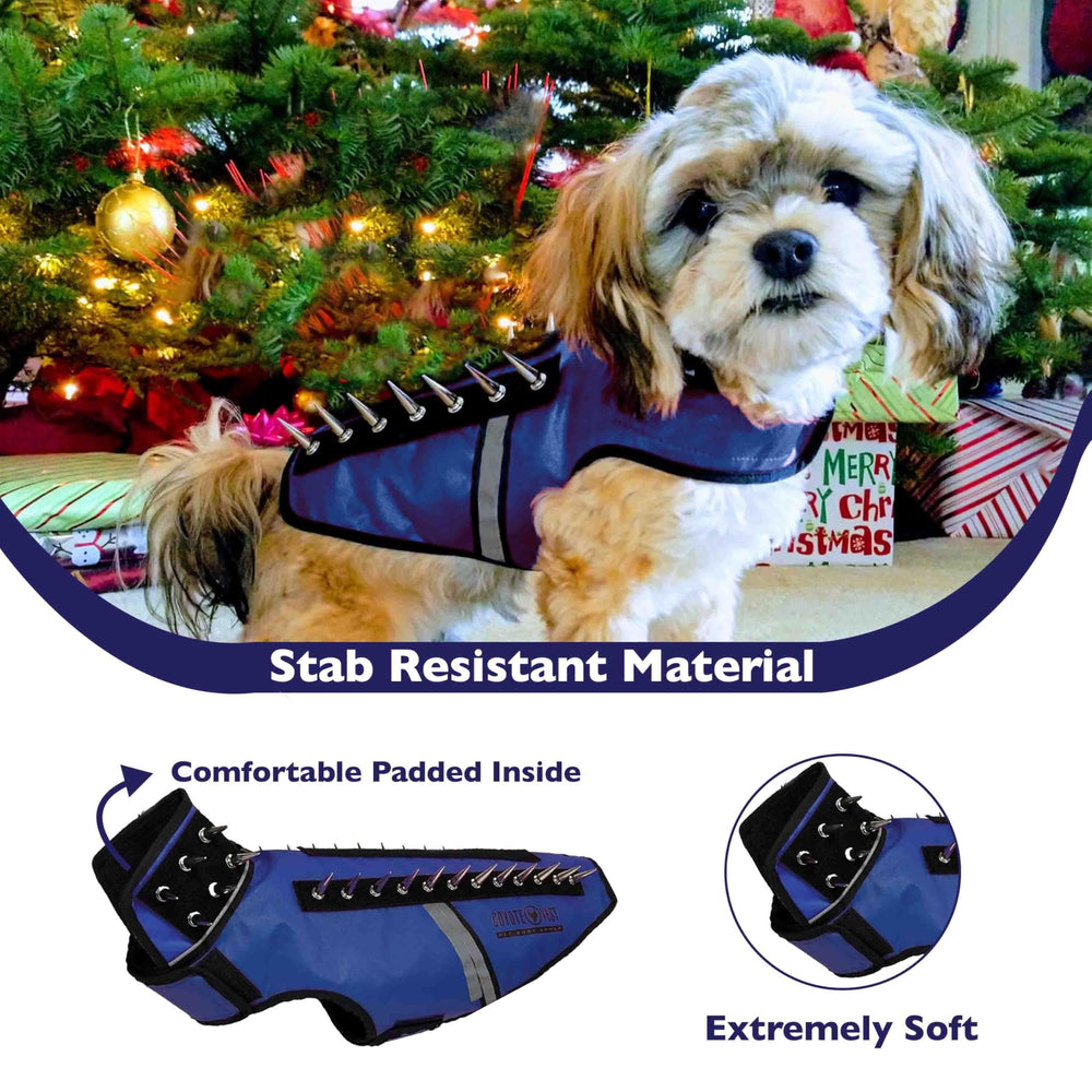 CoyoteVest SpikeVest neck and body spikes close-up for enhanced bite deterrence