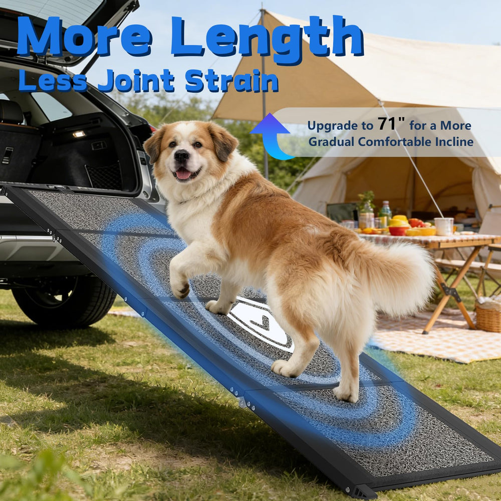 COZEER dog ramp folded to quad-fold for compact storage