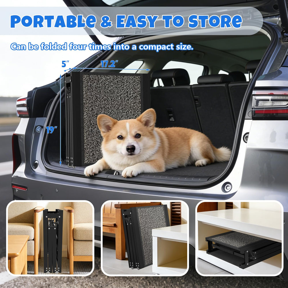 COZEER dog ramp heavy-duty aluminum frame provides stable support