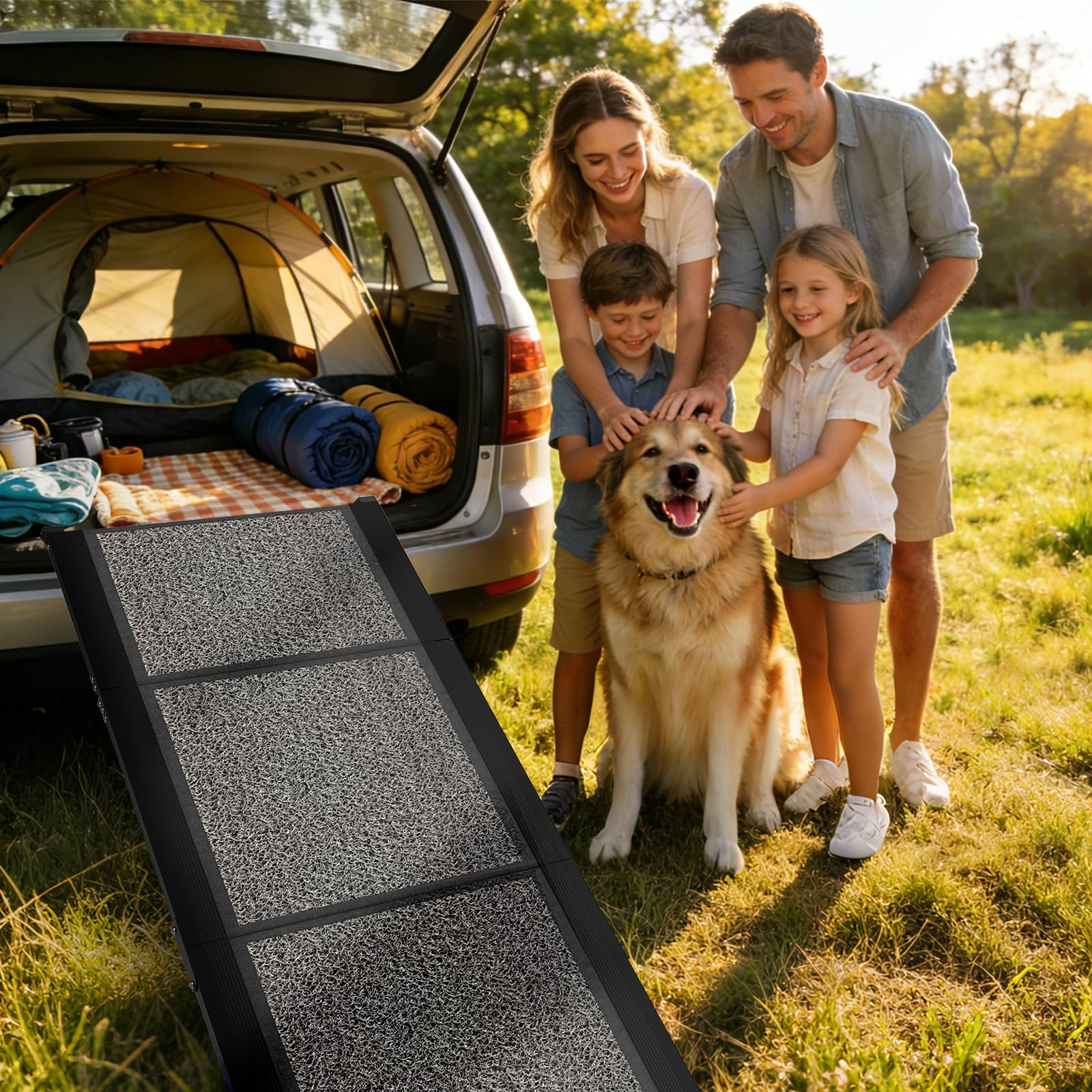 Ramp suitable for indoor and outdoor use on cars, couches, and beds