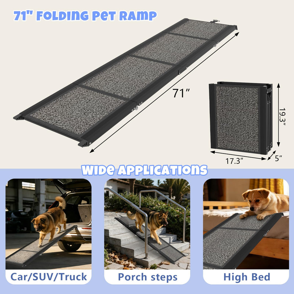 COZEER ramp shows non-slip rug surface for secure paw grip