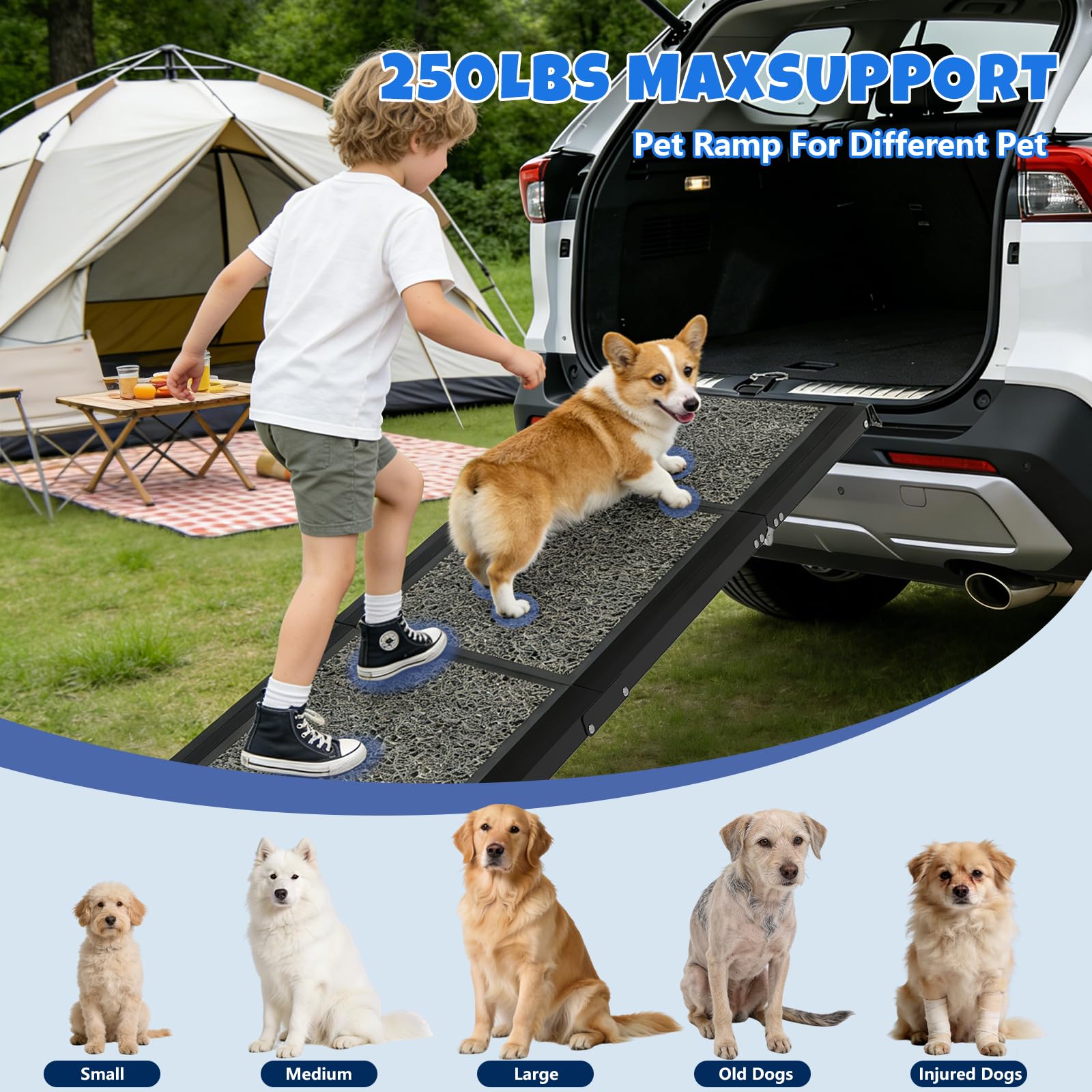 COZEER dog ramp padded carry handle enables easy transport