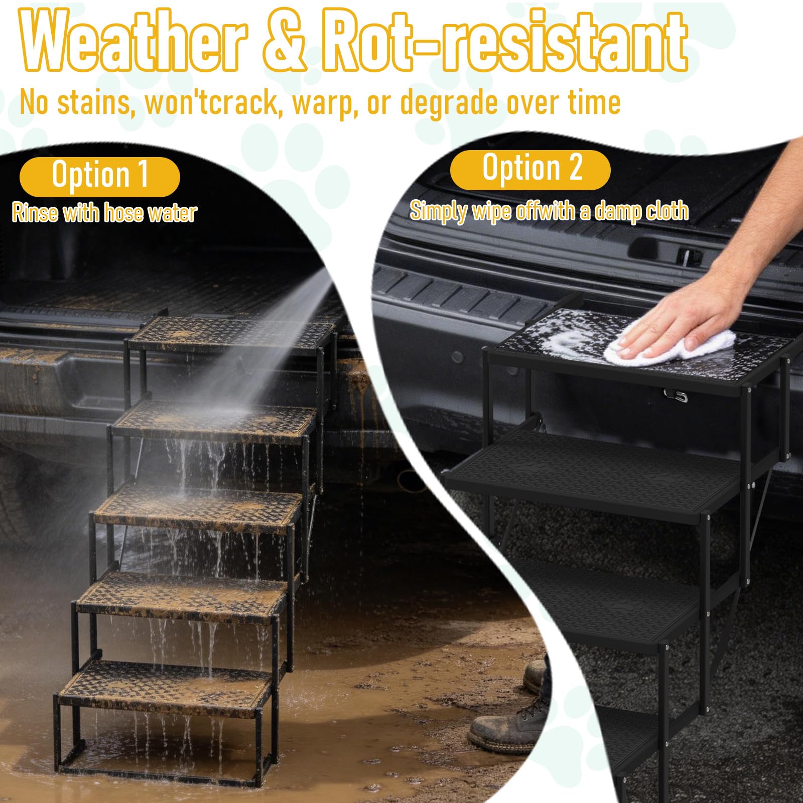 COZEER dog steps easy-clean plastic surface after rain or mud