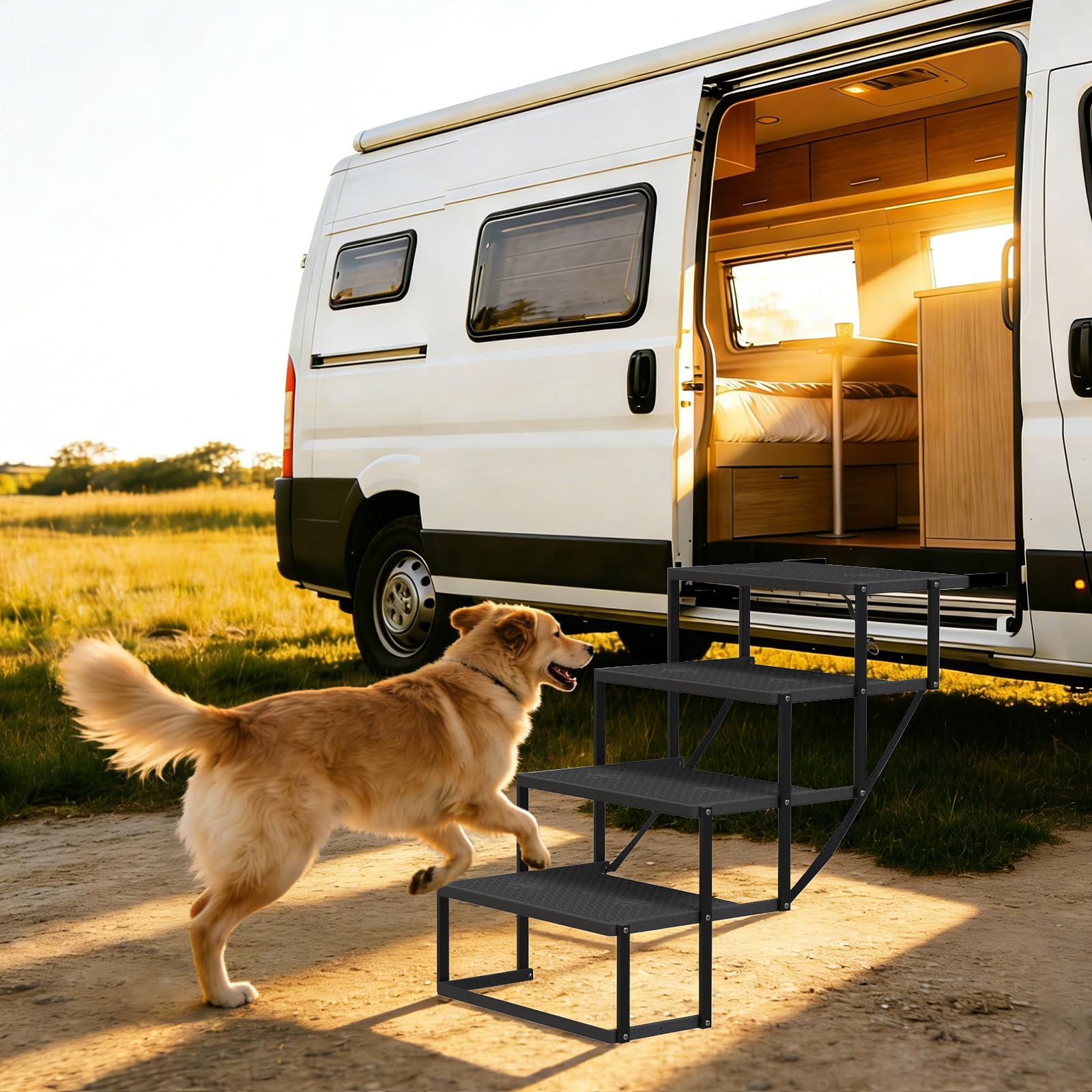 COZEER dog steps fit in vehicles for easy access.
