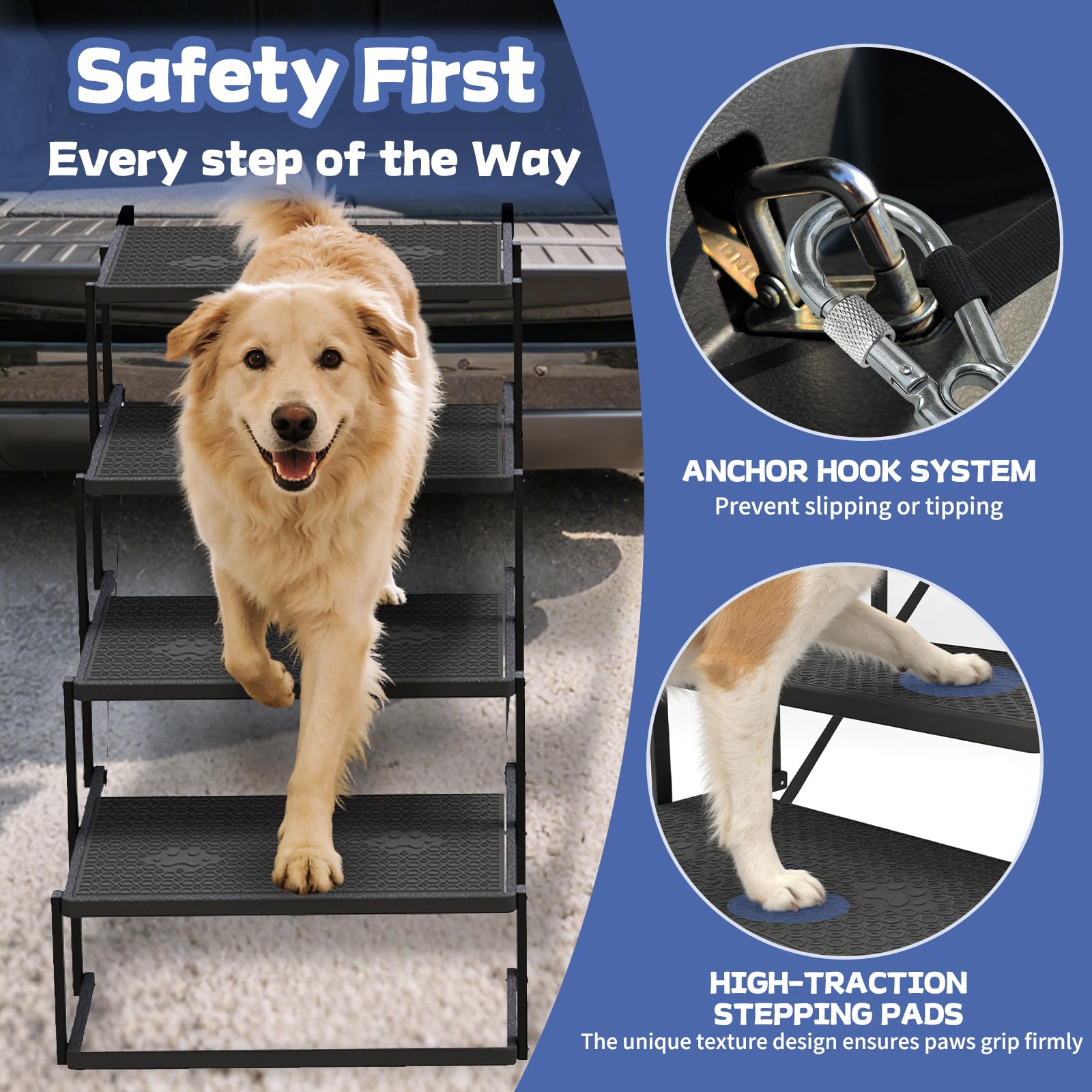COZEER dog stairs resist weather and wear, keeping steps looking new.