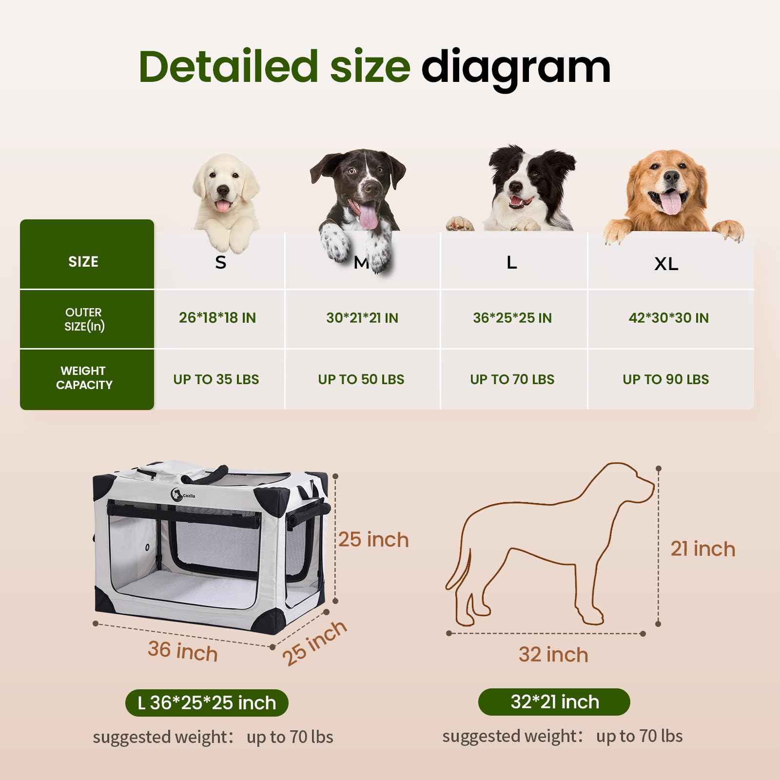 Cozila crate includes two storage bags for pet supplies and accessories.