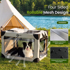 Cozila crate features four mesh doors for ventilation and visibility.
