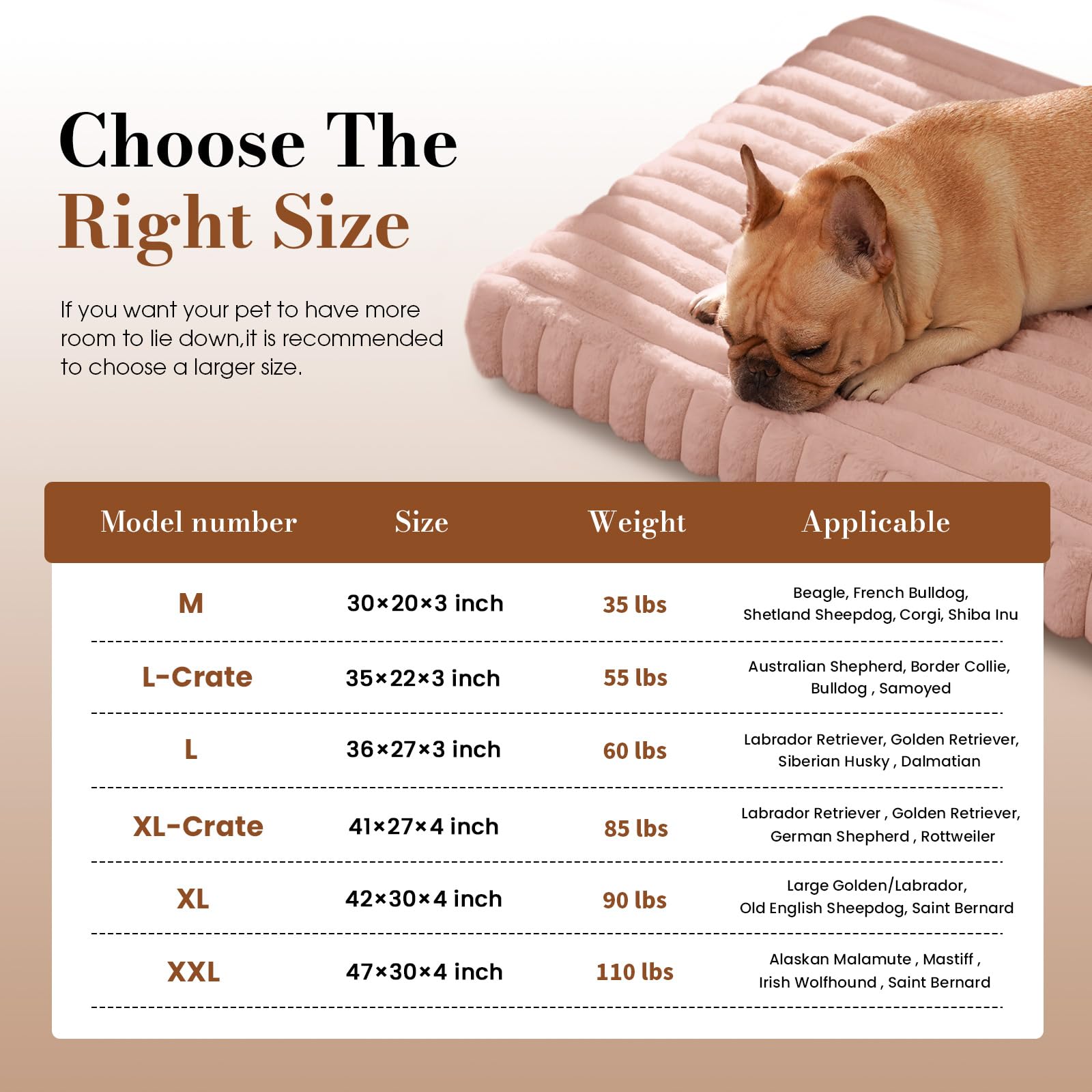 Crate size options ensure a snug fit for various dog breeds.