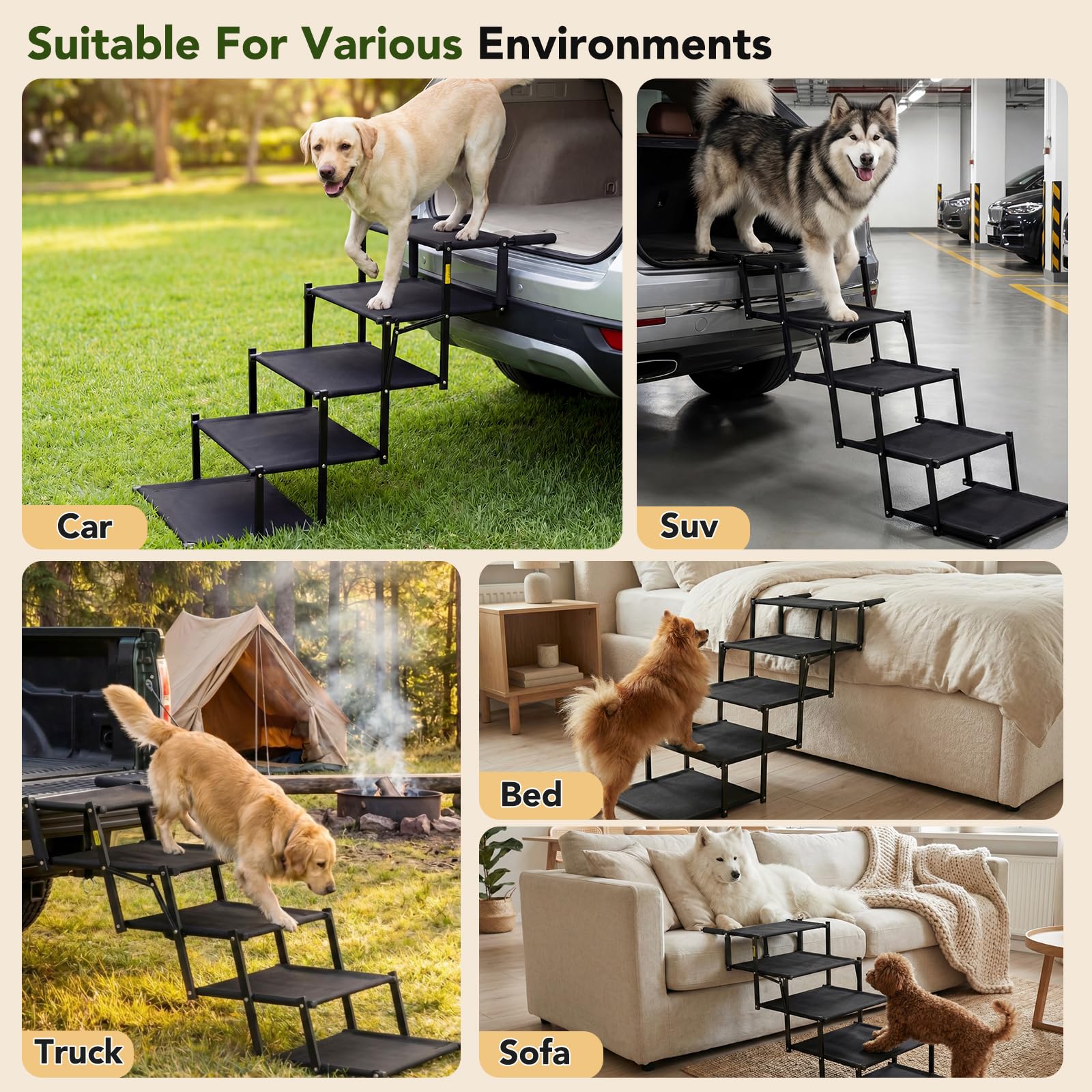 Cozila Extra Wide Stairs support up to 150 lbs for large dogs