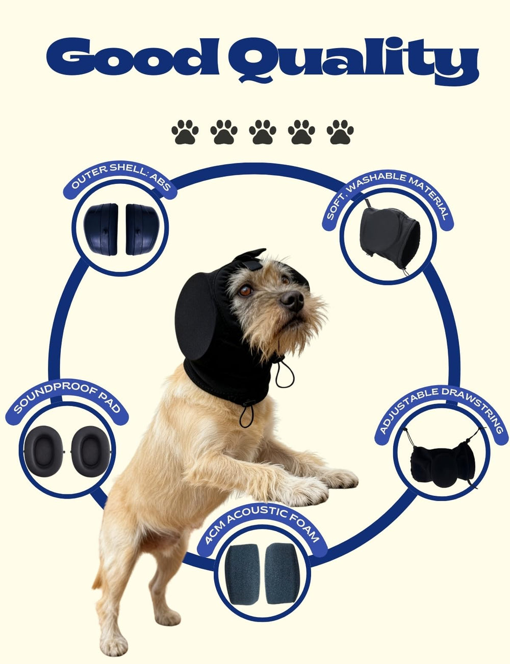 Cozinus dog headphones skin-friendly outer material for gentle wear.