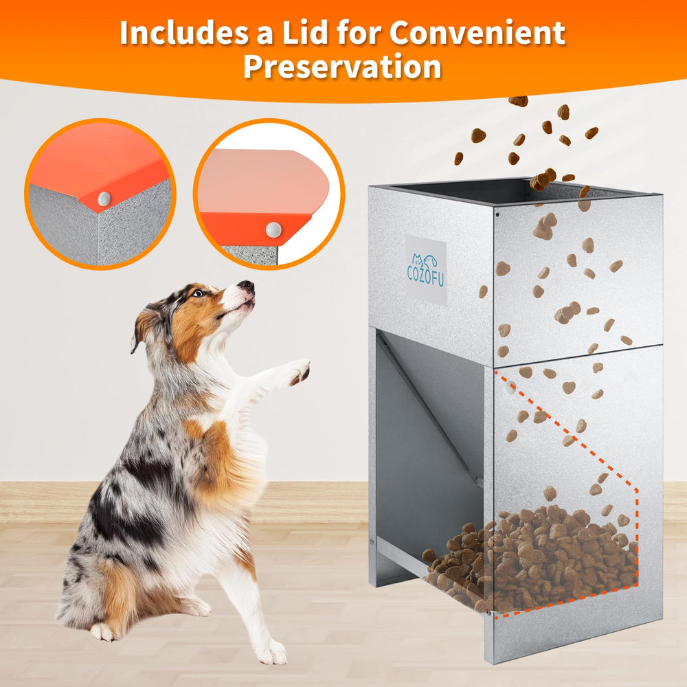 COZOFU Dog Feeder with magnet door offers secure, self-serve feeding.