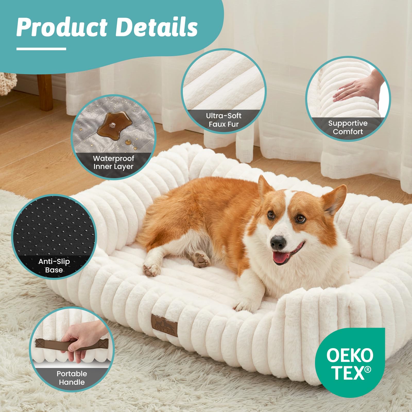 COZY KISS anti-slip bottom keeps bed steady on wood floors
