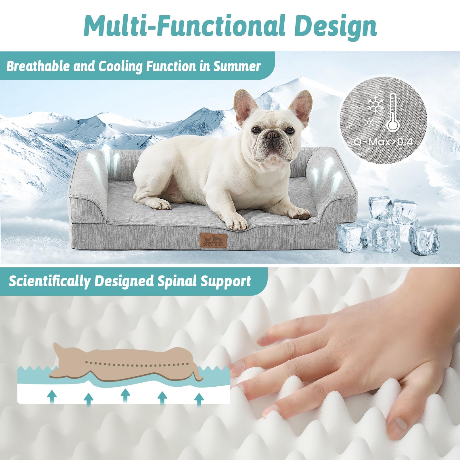 COZY KISS cooling bed sides shown as plush pillows for lounging