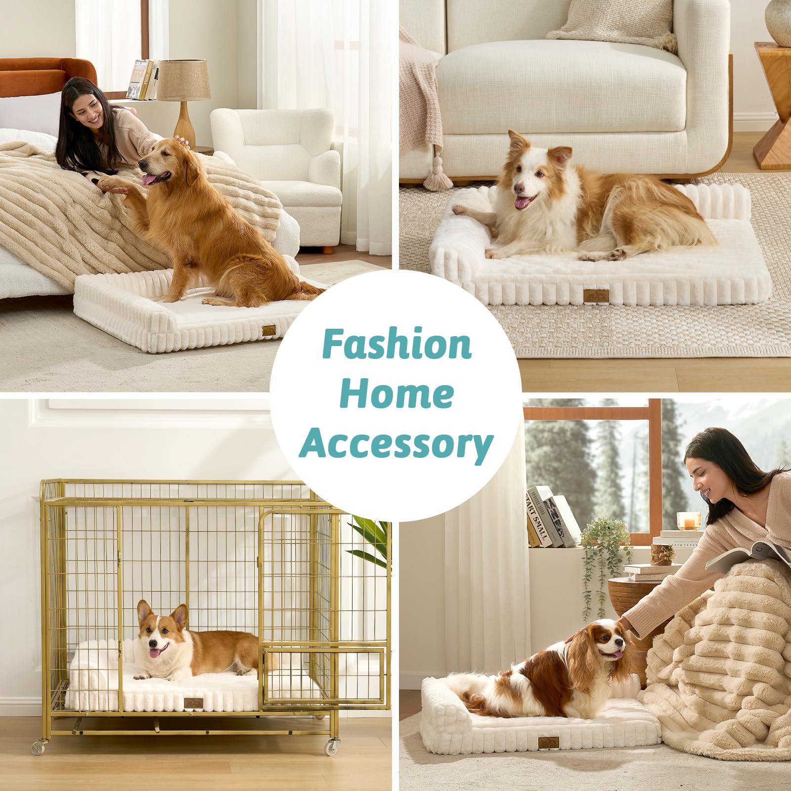COZY KISS Cute Dog Bed in faux rabbit fur offers soft year-round comfort