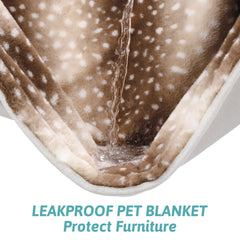 COZY KISS deer print blanket folded for compact travel and storage.