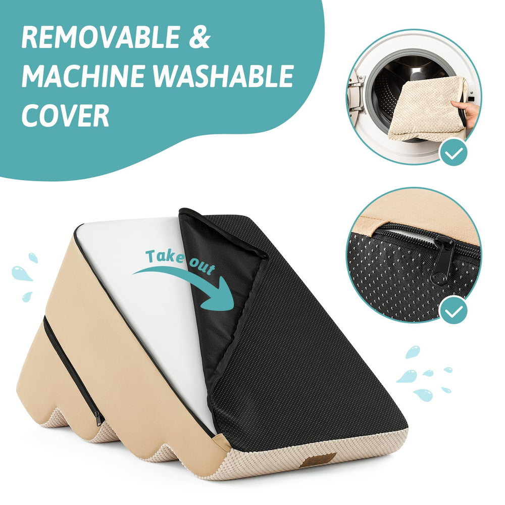 COZY KISS stairs placed at bed edge for easy pet access