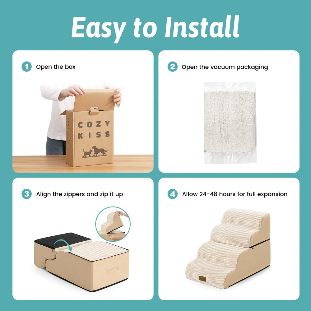 Waterproof TPU cover on COZY KISS stairs in beige guards spills