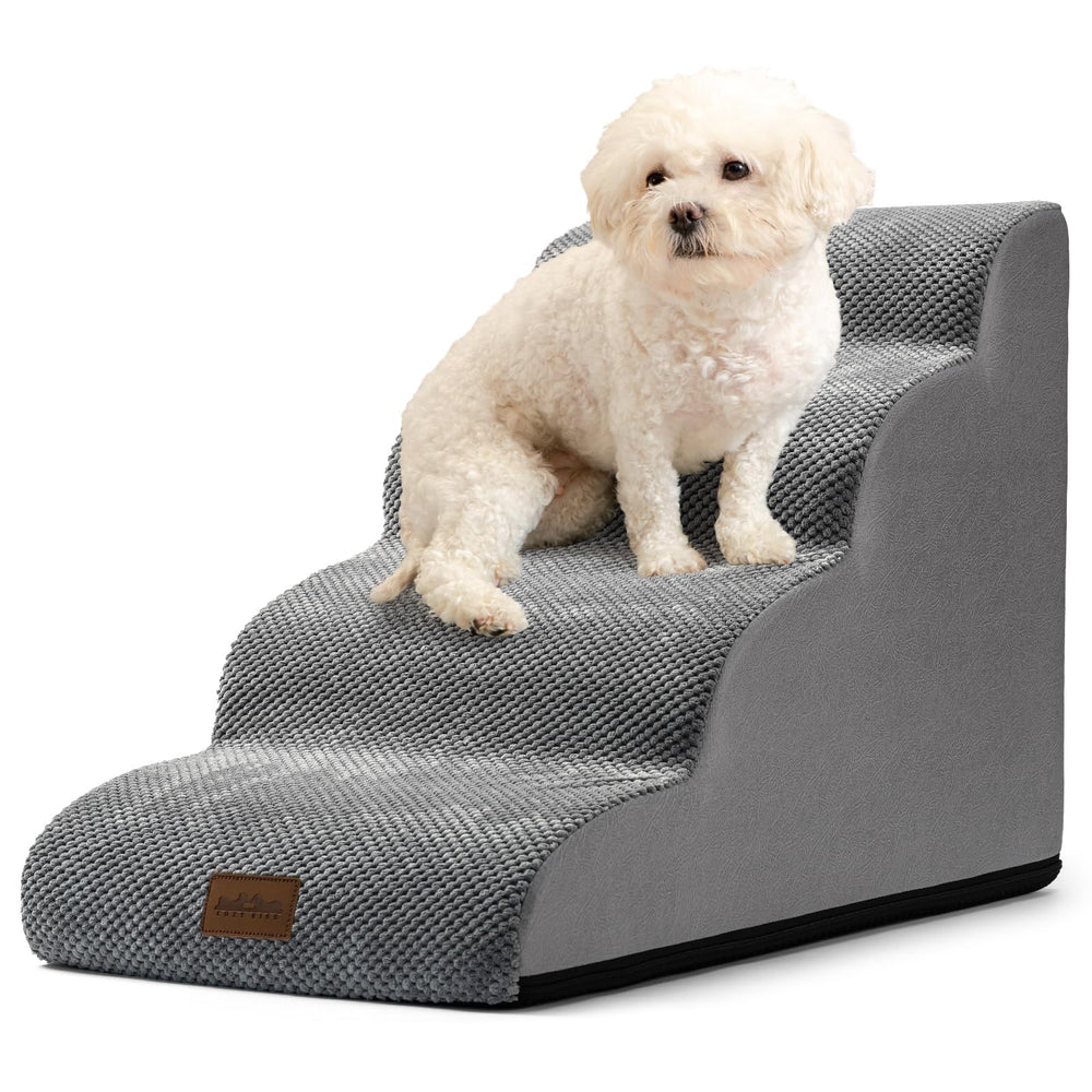 COZY KISS dog stairs with curved four-step design for gentle puppy access to furniture