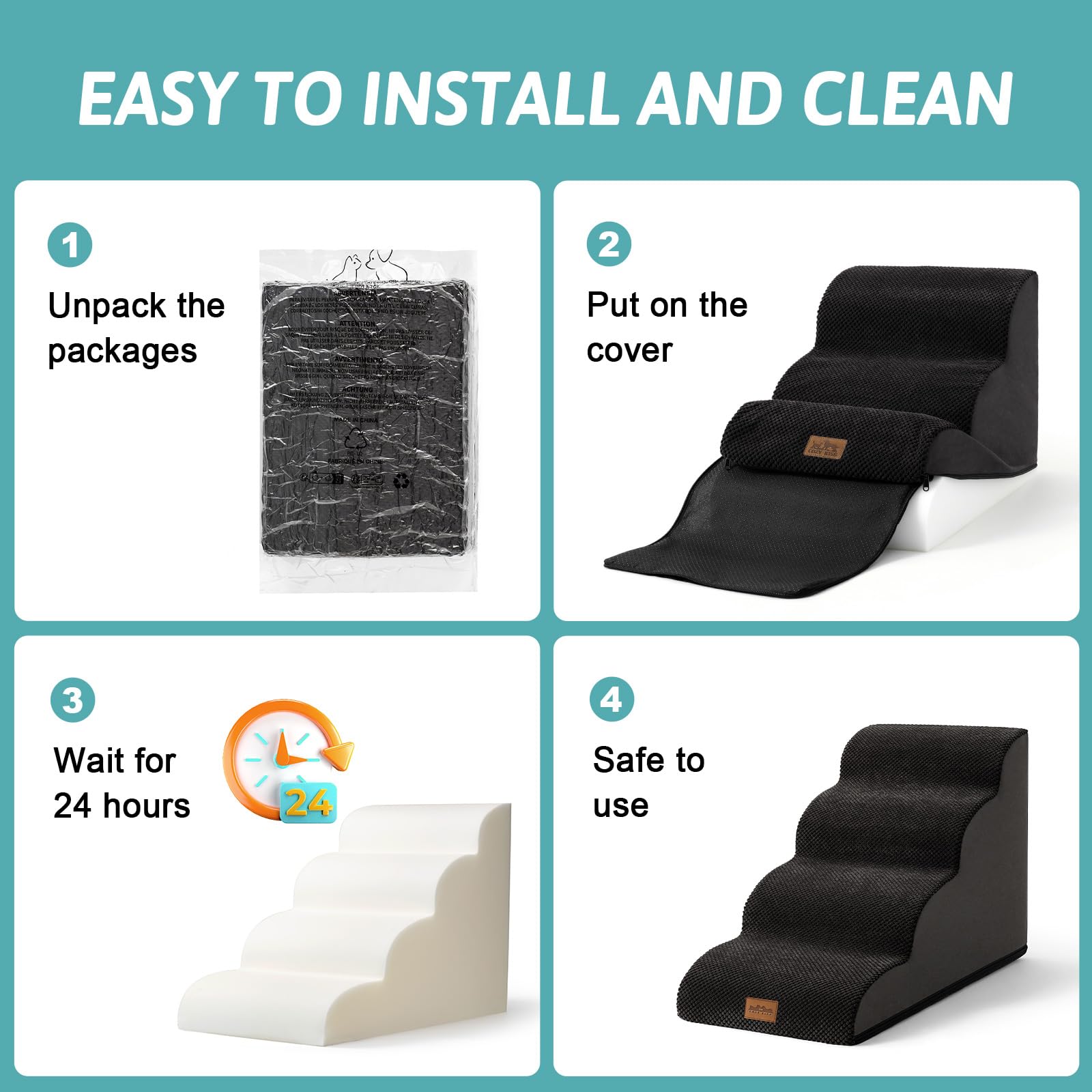 COZY KISS dog stairs back-handle design for easy carrying